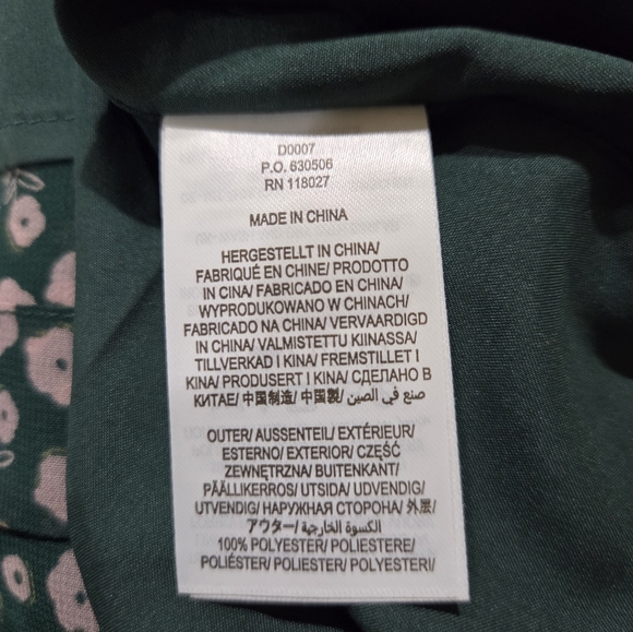 Boden Long Sleeve Green & Pink Floral Tie-Waist Shirt Dress - Size 16/18R - Picture 5 of 5